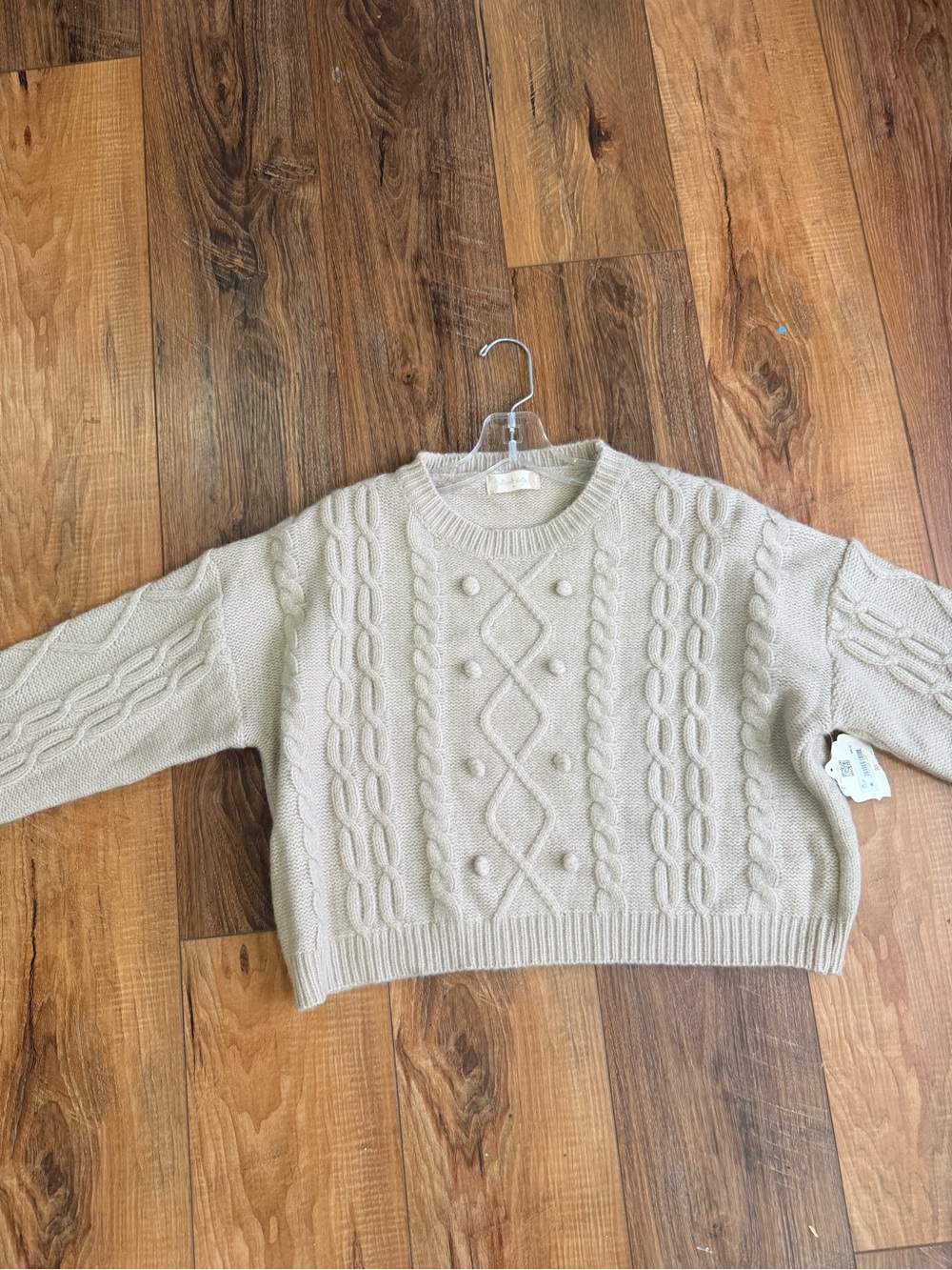 Altar'd State Cream Cable Bobble Crewneck Sweater Sz Medium. NWT